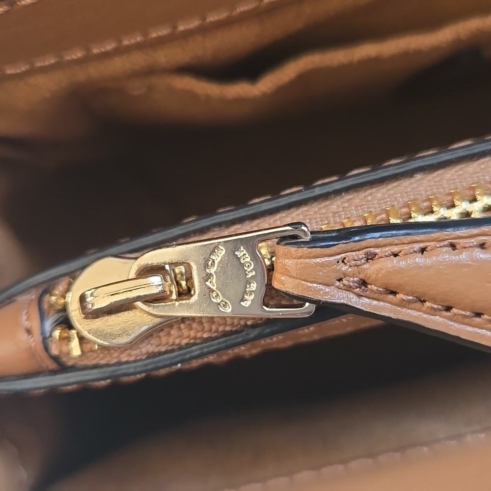 Coach Navy Signature Canvas Crossbody with Tan Leather Trim - Picture 14 of 14